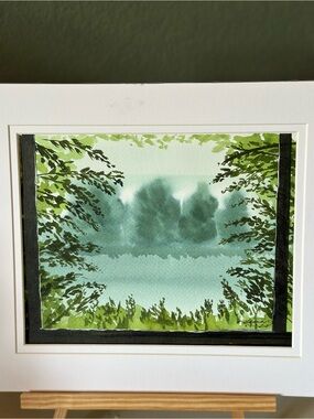 Handmade New Watercolor Painting: Misty View